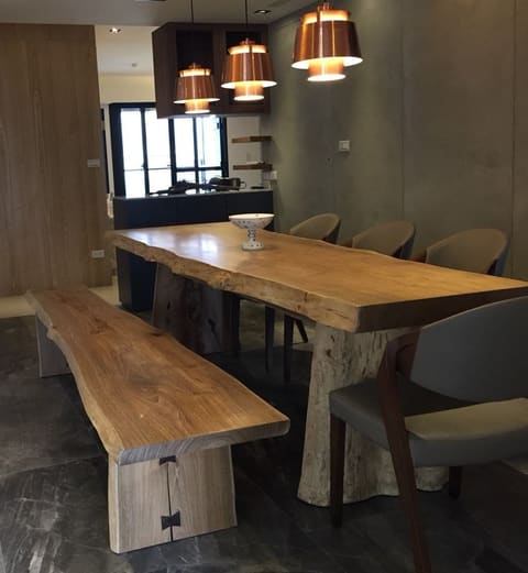 板片-106-餐廳 餐桌 板凳椅--印尼柚木